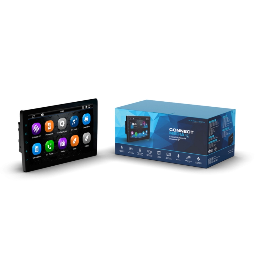 Central Multimídia FAAFTECH Universal ConnectMedia 9 Polegadas - FT-MM-CM9