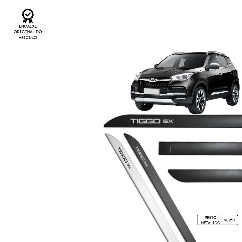 Friso Lateral Facão Tiggo 5x TOP MIX - Preto Metálico